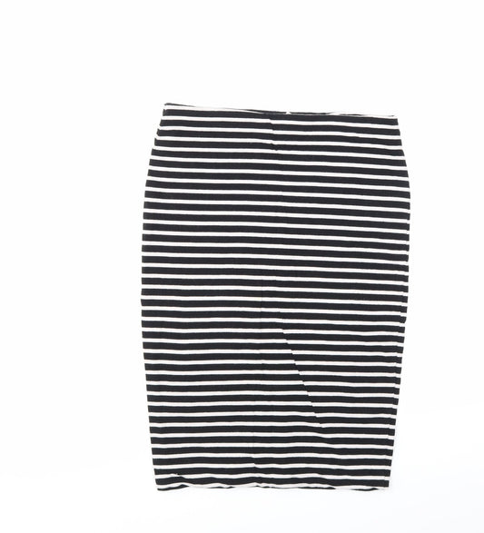 Basic Womens Multicoloured Striped  A-Line Skirt Size M