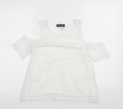 Additional front view of Select women’s ivory basic blouse, size UK 8