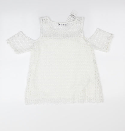 Back view of Select women’s ivory basic blouse, size UK 8