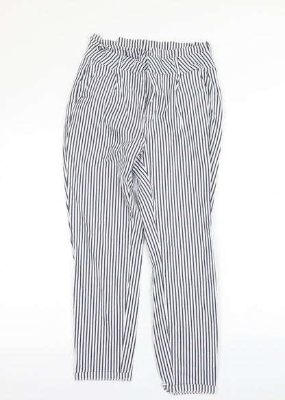 Additional front view of Vera Moda women’s white striped trousers, size S, 28.5-inch leg