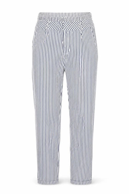 Front view of Vera Moda women’s white striped trousers, size S, 28.5-inch leg