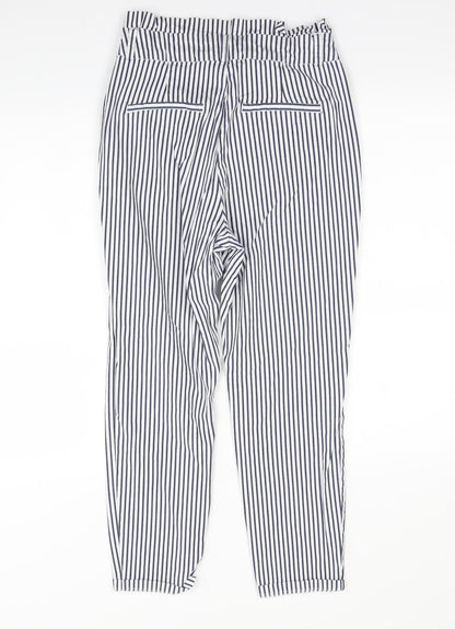 Back view of Vera Moda women’s white striped trousers, size S, 28.5-inch leg