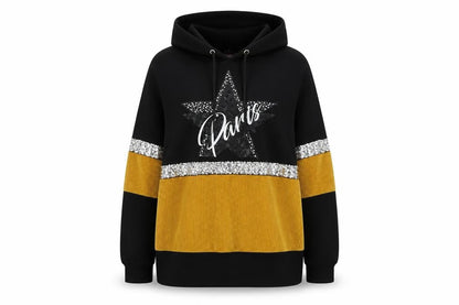 Front view of HORA women’s black pullover hoodie, size M