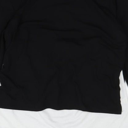 Brand and care label for Preworn women’s black basic t-shirt, size M