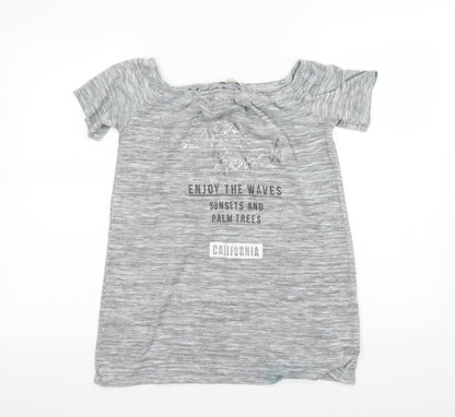 Front view of Papaya women’s grey basic t-shirt, size UK 10