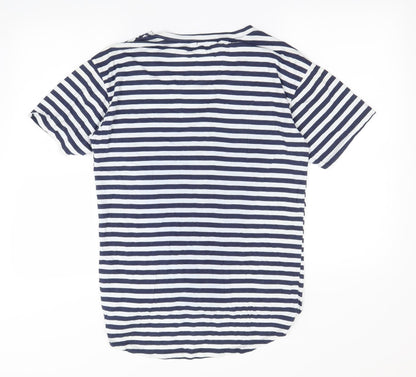 Back view of Preworn women’s blue striped basic t-shirt, size XL