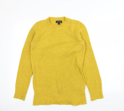 Front view of Topshop women’s yellow jumper, size UK 6