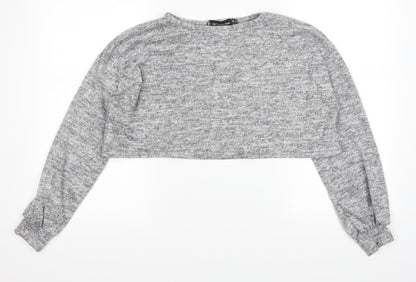 Additional front view of PRETTYLITTLETHING women’s grey jumper, size UK 10