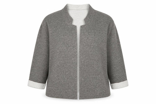 Front view of Tu women’s grey cardigan jumper, size UK 20
