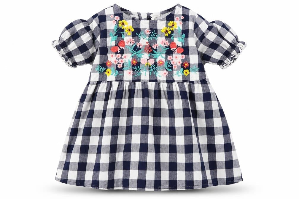 H&M Girls Blue Check  A-Line  Size 12 Months