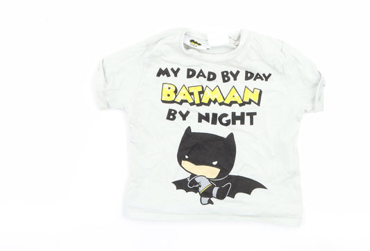 Zara Baby Blue   Basic T-Shirt Size 3-6 Months  - batman dad slogan