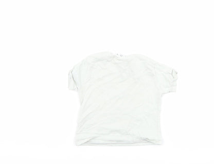 Back view of Zara Baby Blue Basic T-Shirt, size 3-6, Months - batman dad slogan