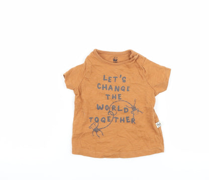 Additional front view of F&F boys’ brown basic t-shirt, size 3-6, months - wwf