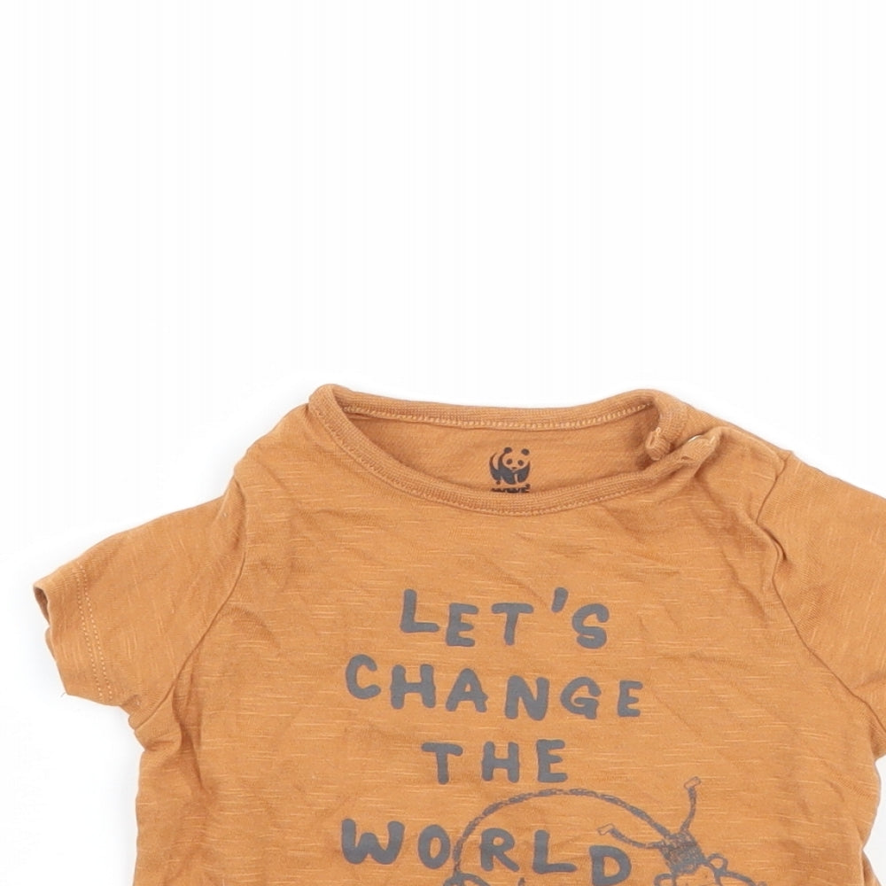 F&F Boys Brown   Basic T-Shirt Size 3-6 Months  - WWF