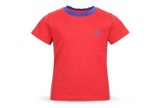 Front view of Blue Zoo boys’ red basic t-shirt, size 2-3, years
