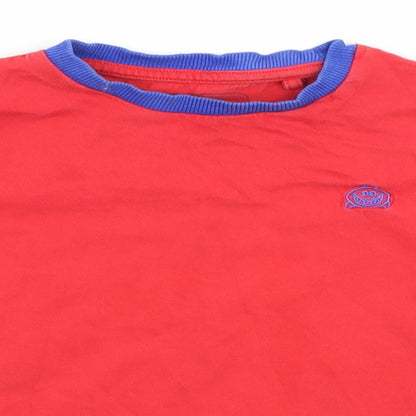 Close-up detail of Blue Zoo boys’ red basic t-shirt, size 2-3, years