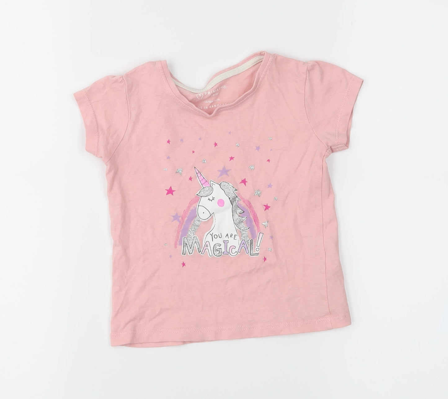 Primark Girls Pink   Basic T-Shirt Size 12-18 Months