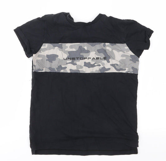George Boys Black Camouflage  Basic T-Shirt Size 8-9 Years