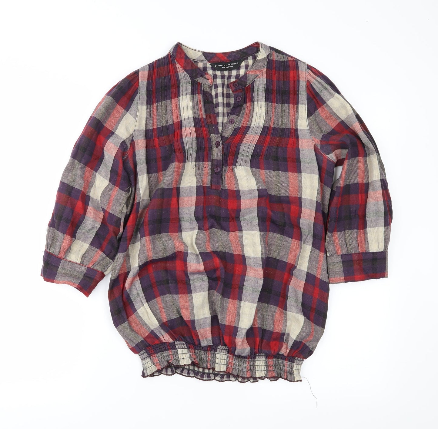 dorophy perkins Womens Purple Plaid  Basic Blouse Size 8