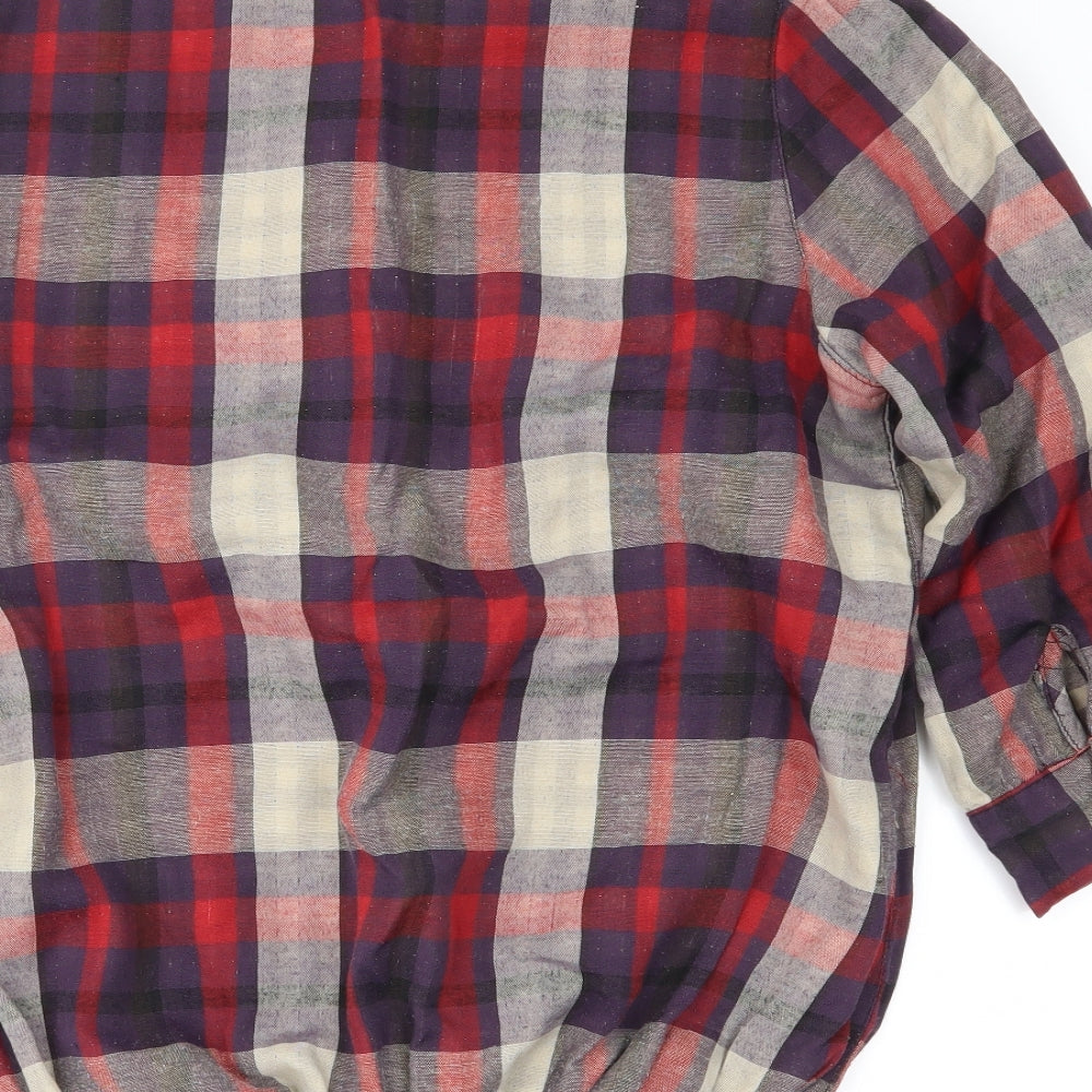 dorophy perkins Womens Purple Plaid  Basic Blouse Size 8