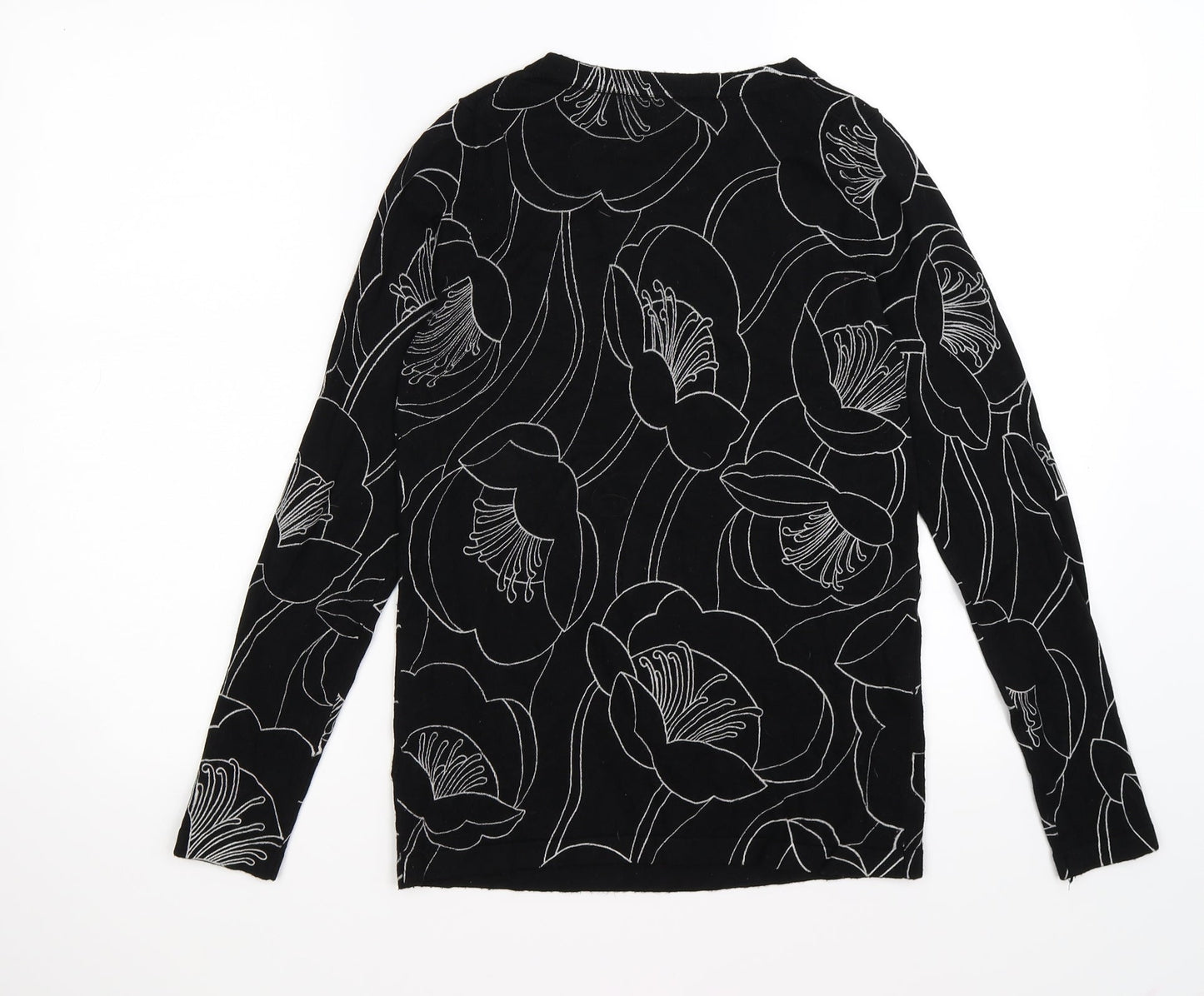 NEXT Womens Black Floral Knit Pullover Jumper Size 8