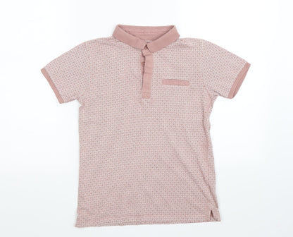 Additional front view of Undeniable Dudes boys’ pink geometric basic polo, size 11, years