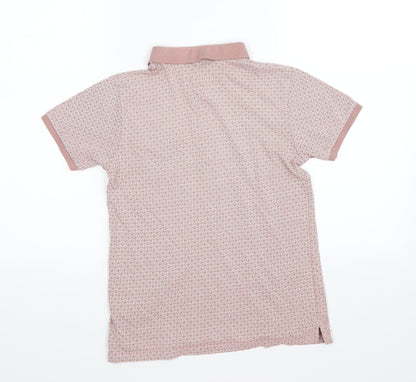 Back view of Undeniable Dudes boys’ pink geometric basic polo, size 11, years