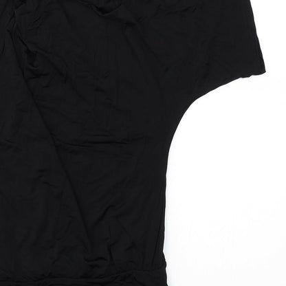 Brand and care label for Preworn women’s black basic blouse, size UK 8