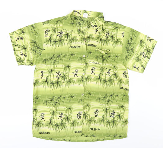 Creation Mens Green    Button-Up Size M