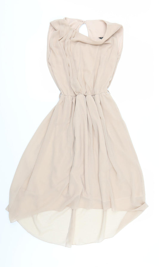 Rare Womens Beige   Fit & Flare  Size 6  - Dipped Hem