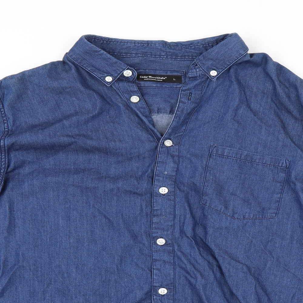 Cedar Wood State Mens Blue    Button-Up Size L