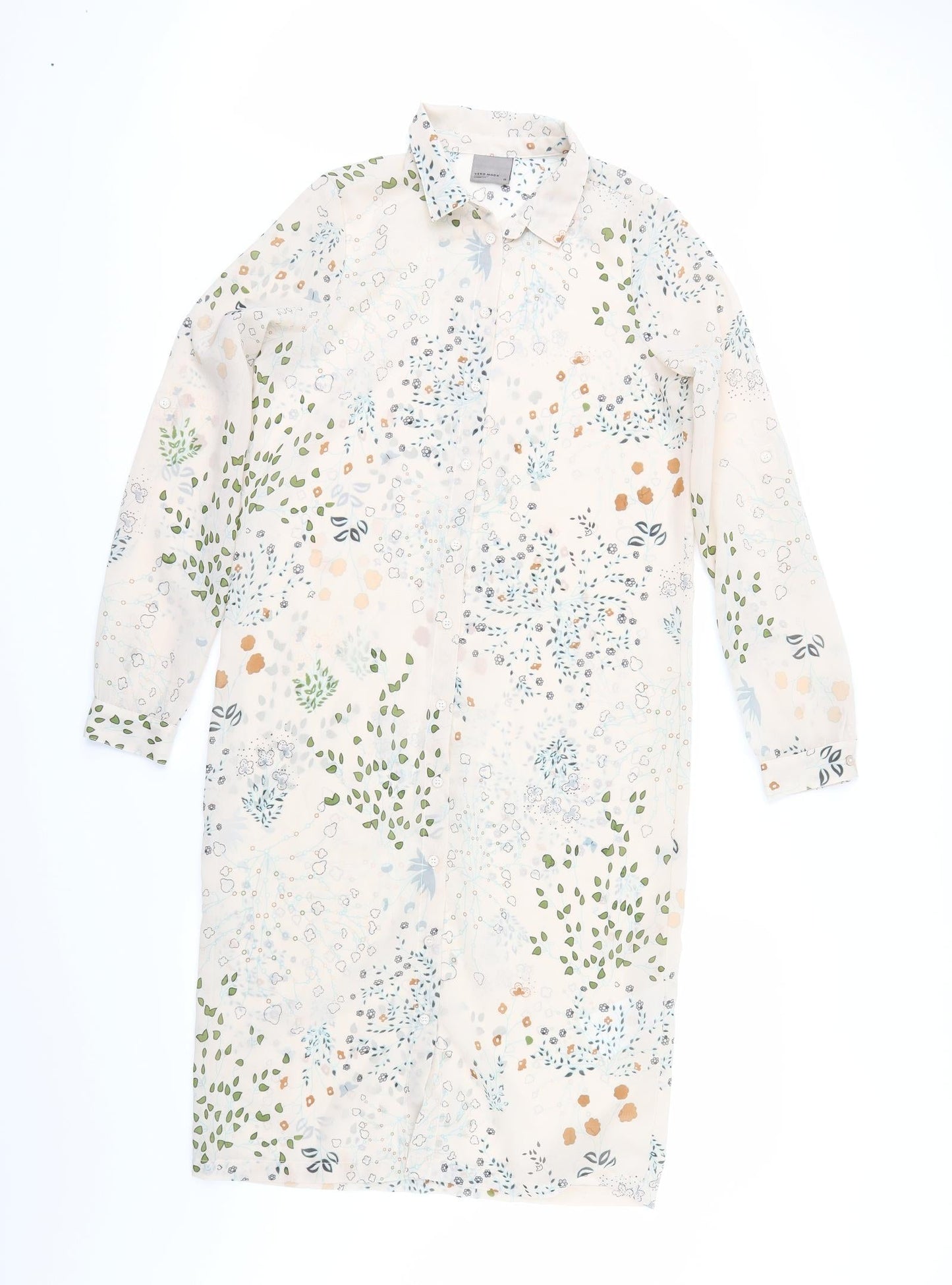 Vera Moda Womens Beige Floral  Basic Button-Up Size XS
