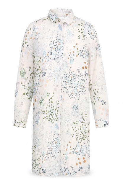 Front view of Vera Moda women’s beige floral basic button-up, size XS