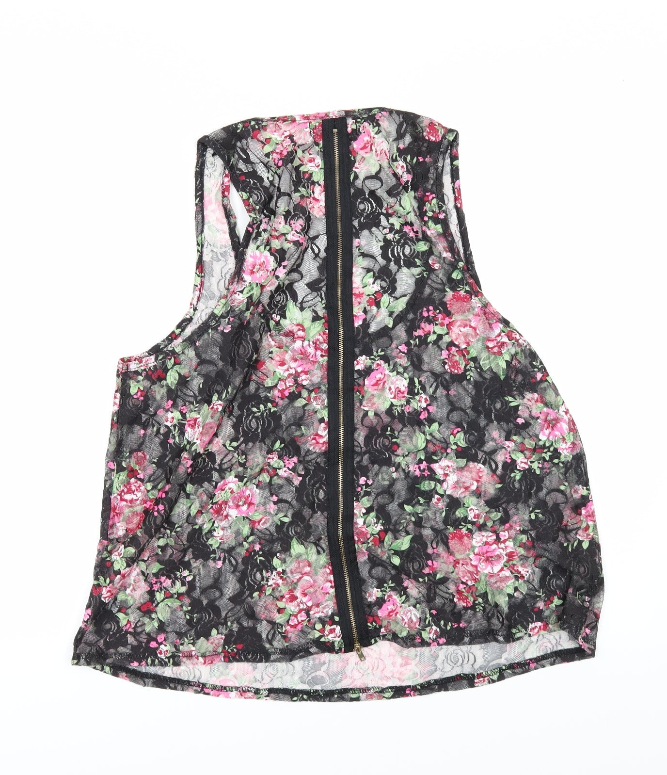 Select Womens Black Floral  Camisole T-Shirt Size 12