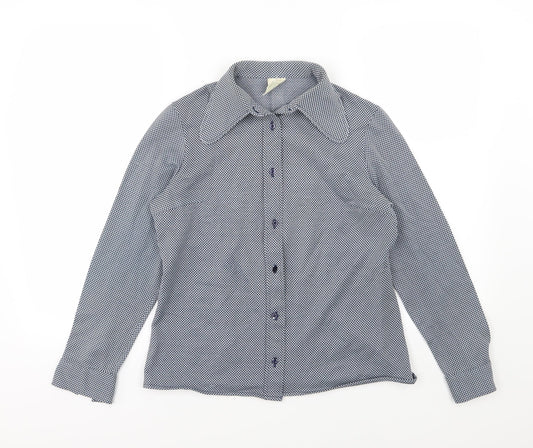 Preworn Womens Blue Striped  Basic Button-Up Size 14