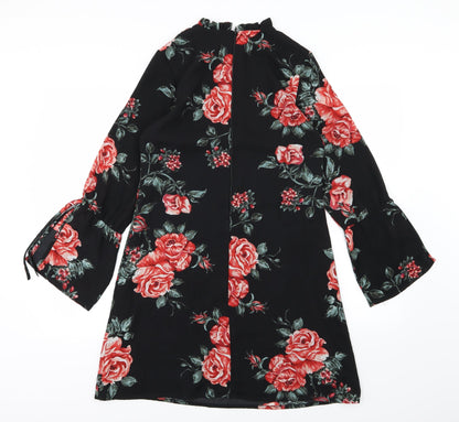 Preloved Peacocks Womens Black Floral Chiffon A-Line  Size 8 - Back