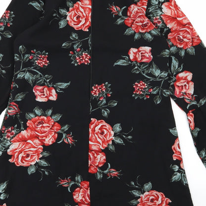 Preloved Peacocks Womens Black Floral Chiffon A-Line  Size 8 - Label