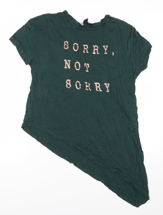 Atmosphere Womens Green   Basic T-Shirt Size 10  - Sorry not Sorry