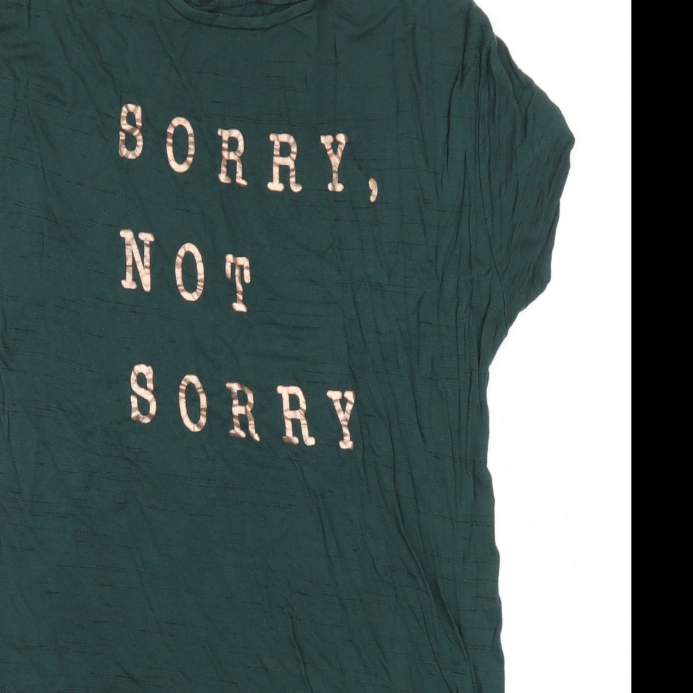 Atmosphere Womens Green   Basic T-Shirt Size 10  - Sorry not Sorry