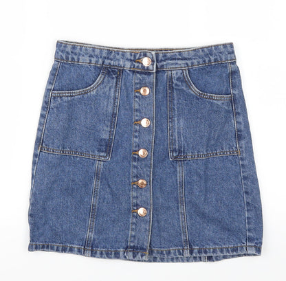 Additional front view of Denim Co girls’ blue denim a-line skirt, size 11-12, years