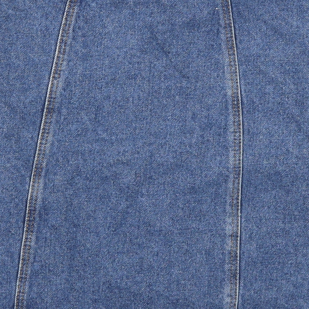 Brand and care label for Denim Co girls’ blue denim a-line skirt, size 11-12, years