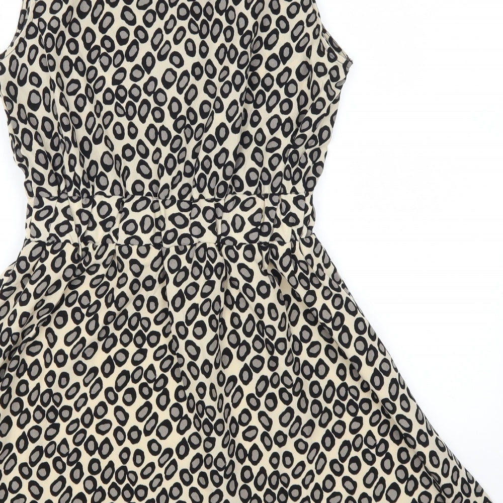 Utam London Womens Brown Animal Print  Skater Dress  Size 8