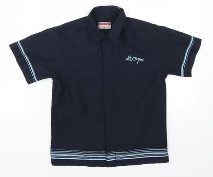 Additional front view of Lee Cooper boys’ blue striped basic button-up, size 4-5, years