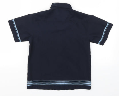 Back view of Lee Cooper boys’ blue striped basic button-up, size 4-5, years