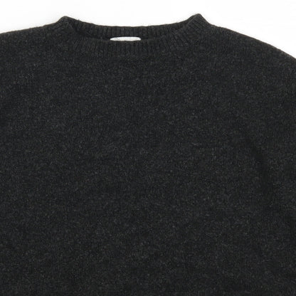 Close-up detail of H&M women’s grey jumper, size XS