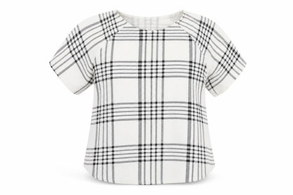 Front view of Select women’s white check basic blouse, size UK 12