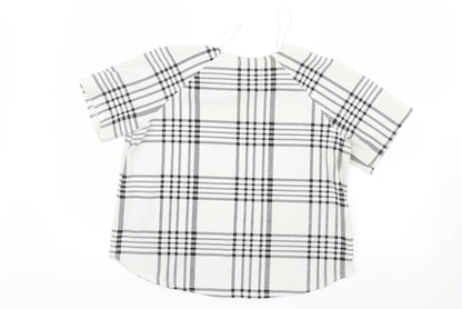 Back view of Select women’s white check basic blouse, size UK 12