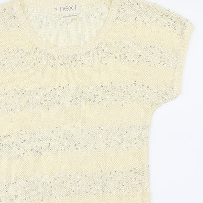 Close-up detail of Next women’s beige jumper, size UK 8