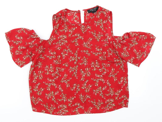 New Look Girls Red Floral  Basic Blouse Size 12 Years