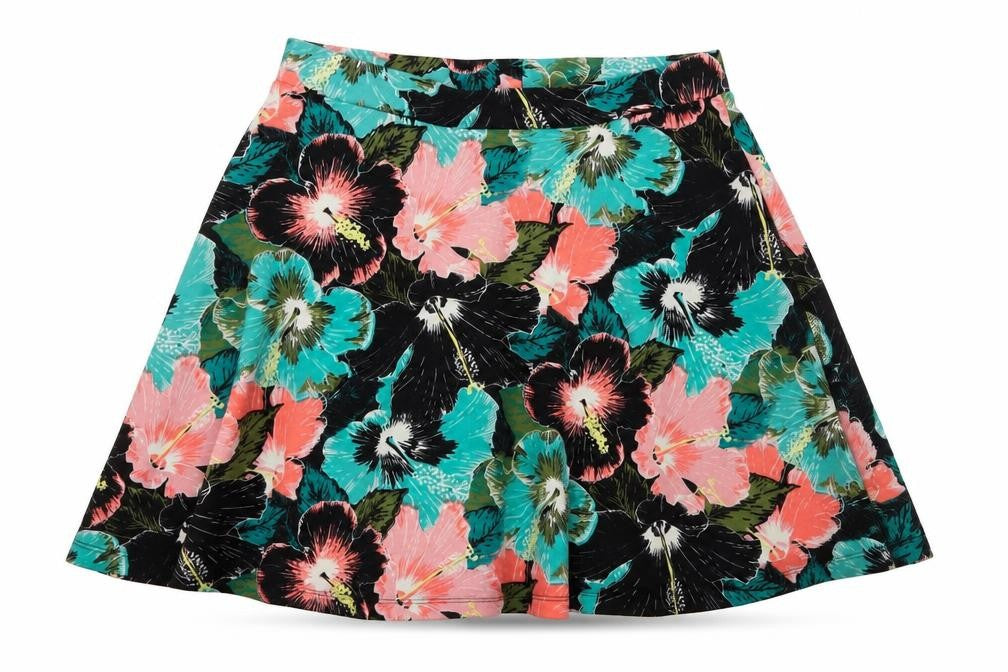 H&M Womens Black Floral Jersey Flare Skirt Size M